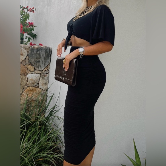 Front Knot Top + Midi Skirt Set - Picture 2 of 6